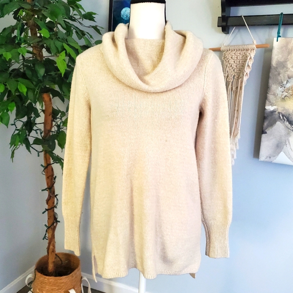 DKNY JEANS Wool Blend Cowl Neck Tunic Sweater M